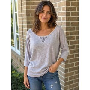 Eyeshadow Gray Lace Back Top